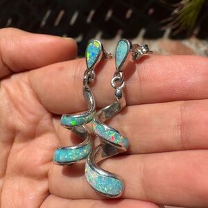 Elegant Silver and Opal Earrings